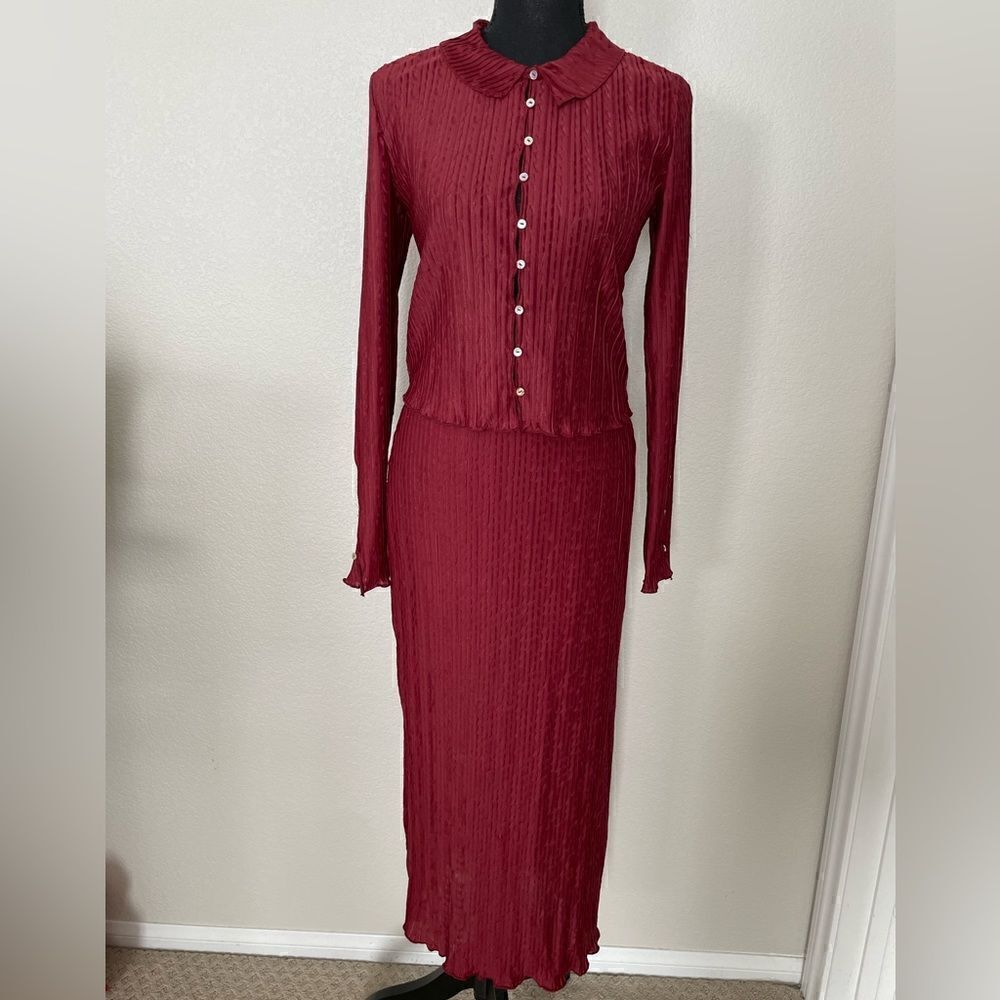 NWT Zara Pleated Blouse & Skirt Set